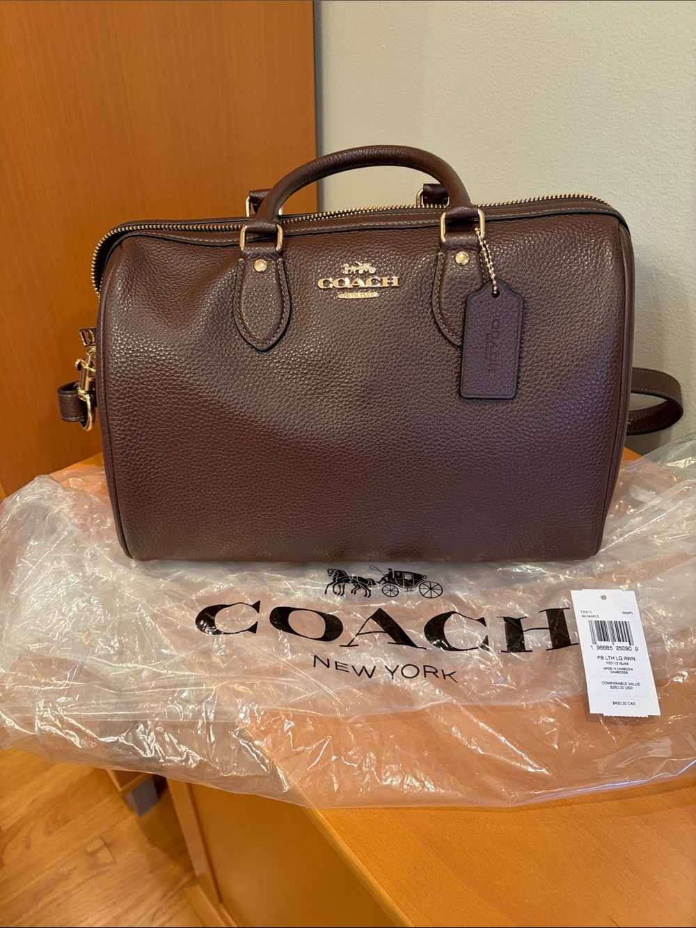 Coach Large Soft Rowan Pebbled Leather Duffel Bag